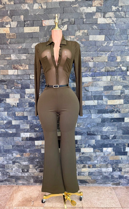 Jumpsuit Lina mesh olivo
