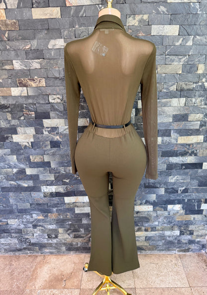 Jumpsuit Lina mesh olivo