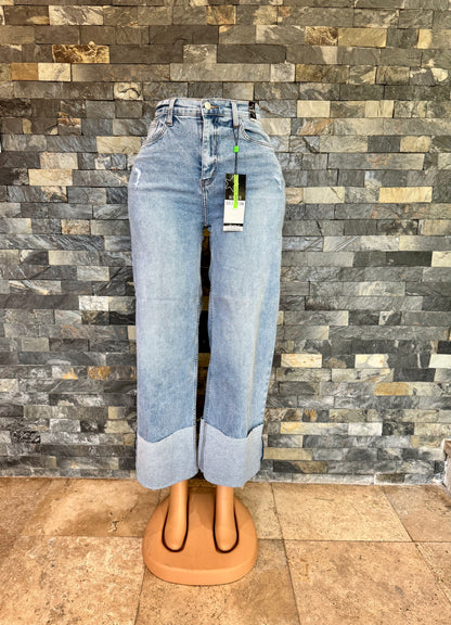 vibrant sude leg cuff up cropped médium stone