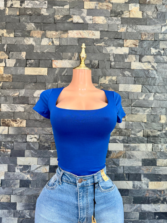 BLUSA ANA MANGA CORTA AZUL ELÉCTRICO