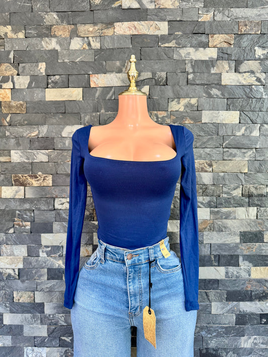 BLUSA ANA MANGA AZUL
