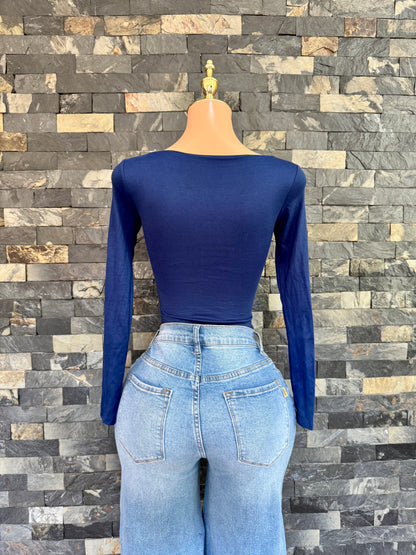 BLUSA ANA MANGA AZUL