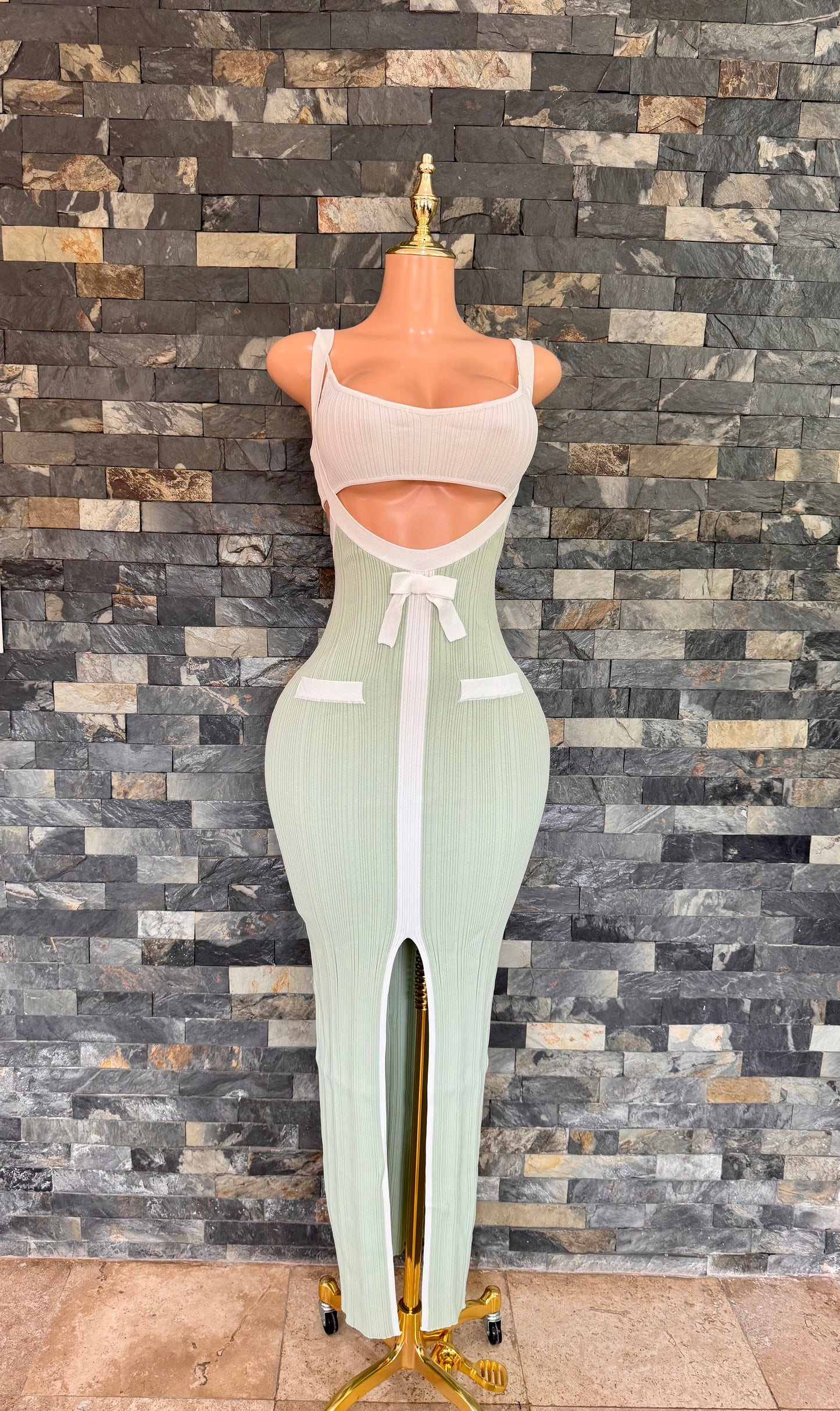 vestido set isadora menta latte