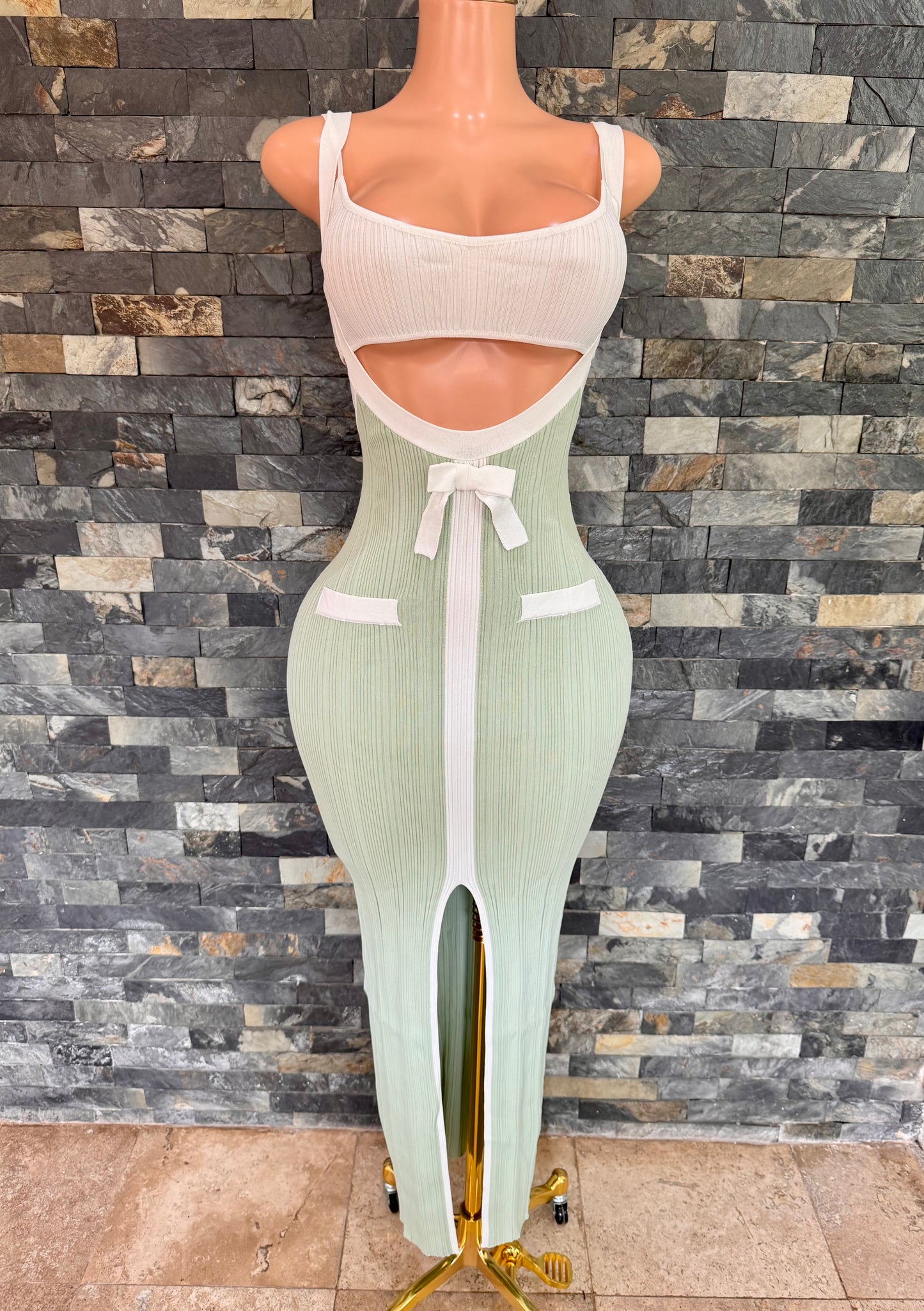 vestido set isadora menta latte