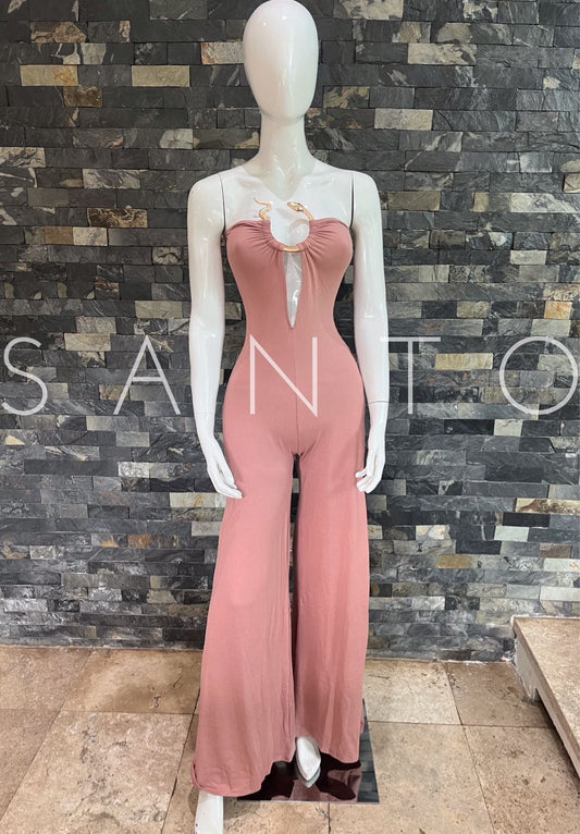 JUMPSUIT FLARED SNAKE ROSE