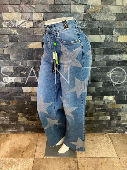 JEANS MOM ESTRELLAS BRILLOSO