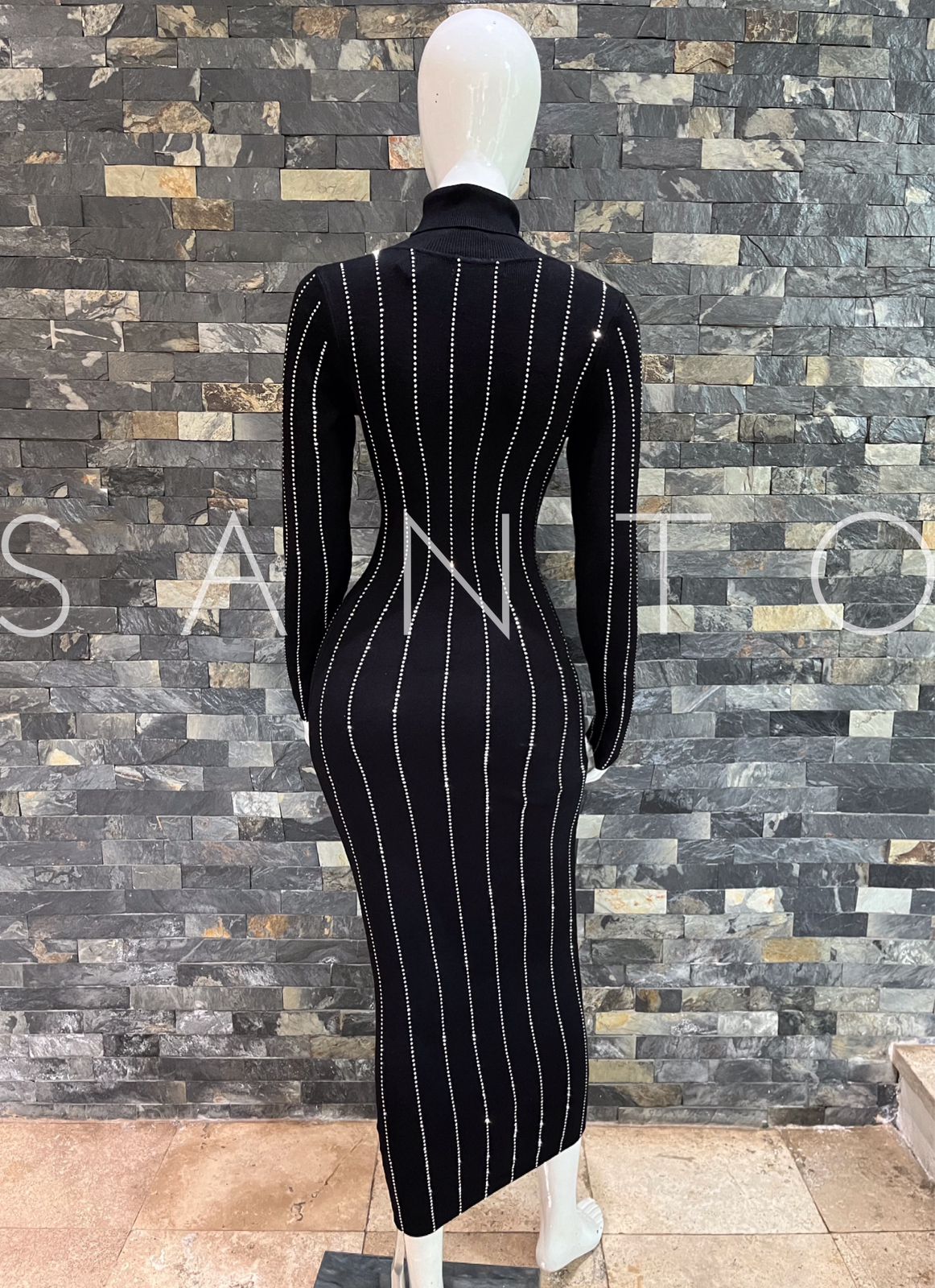 VESTIDO BLACK STRIPES BLING