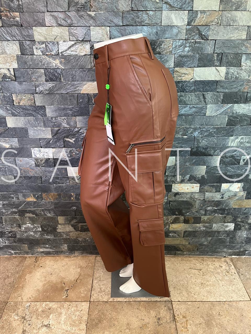 JEANS CARGO VIBRANT VINI PEL COGNAC