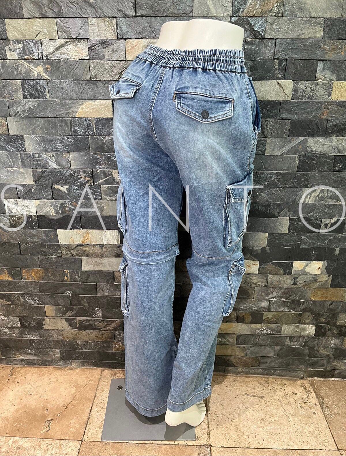 JEANS CARGO PANTS MEDIUM DENIM