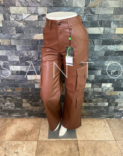 JEANS CARGO VIBRANT VINI PEL COGNAC