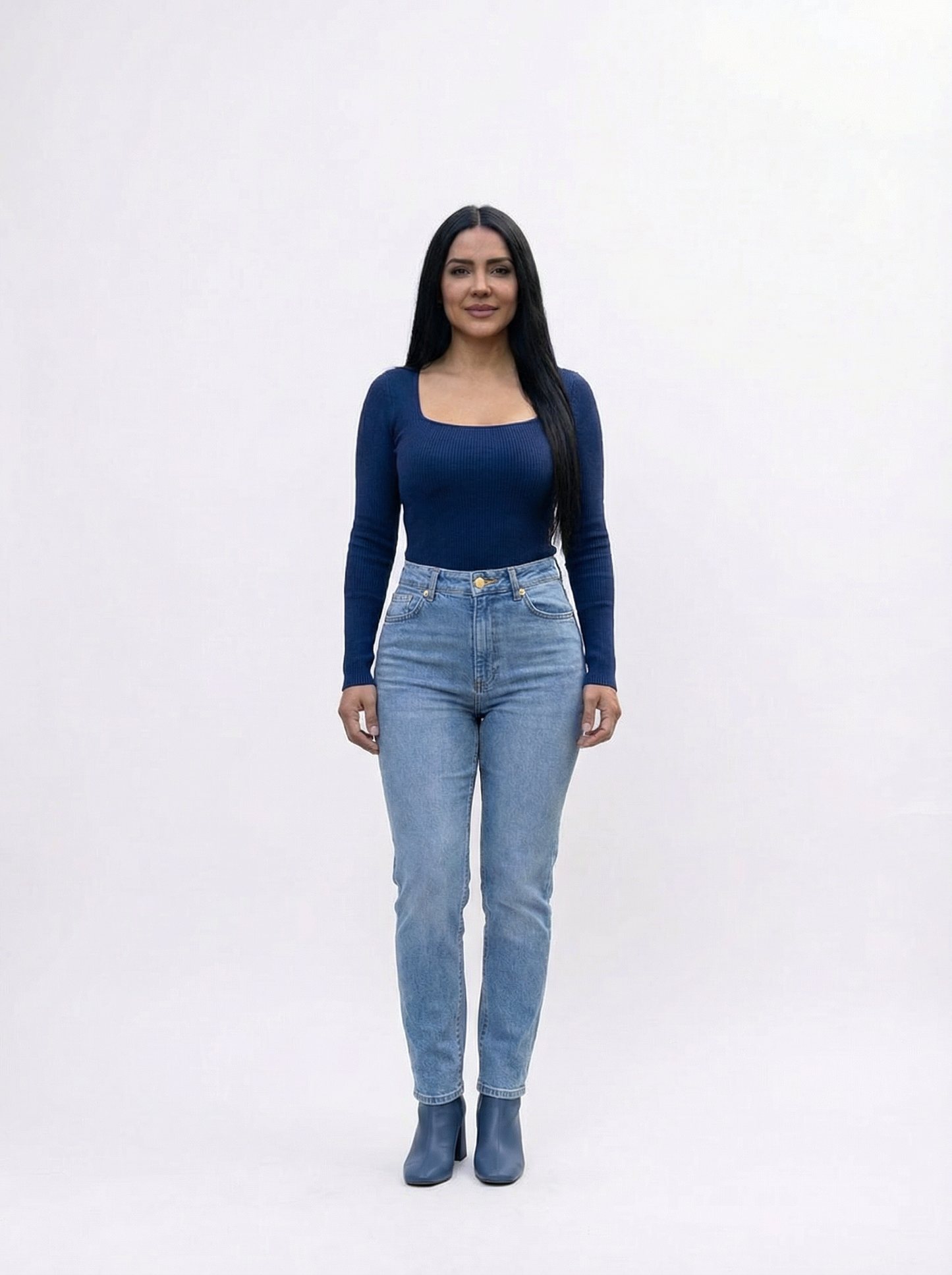 BLUSA ANA MANGA AZUL