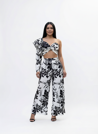 Set floral blanco y negro